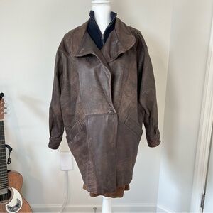 Perspective Men’s Vintage 90s Brown‎ Oversized Leather Jacket 🤎☕️